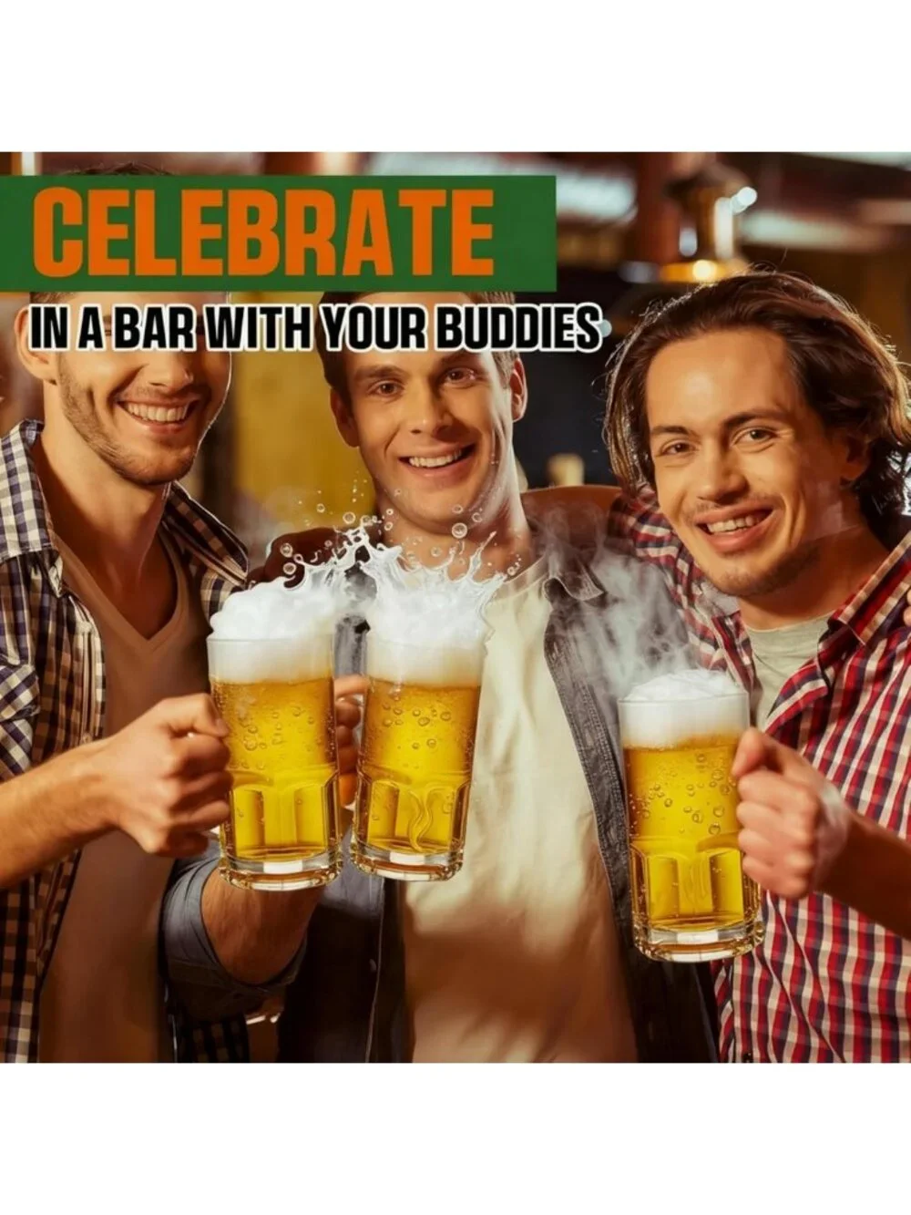 Extra Large 34 oz Glass Beer Mugs Set of 4 with Handles - Perfect for Parties!